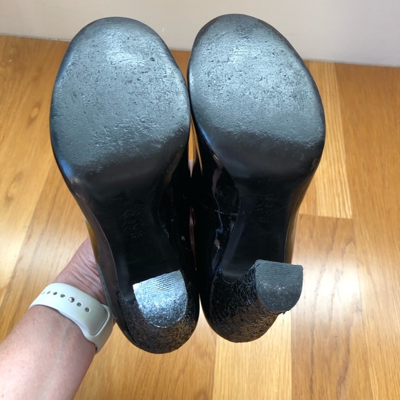 $348~TORY BURCH~Black Patent Leather COLIN Glitter Heel Round Toe Pumps~7/7.5 - Picture 15 of 15